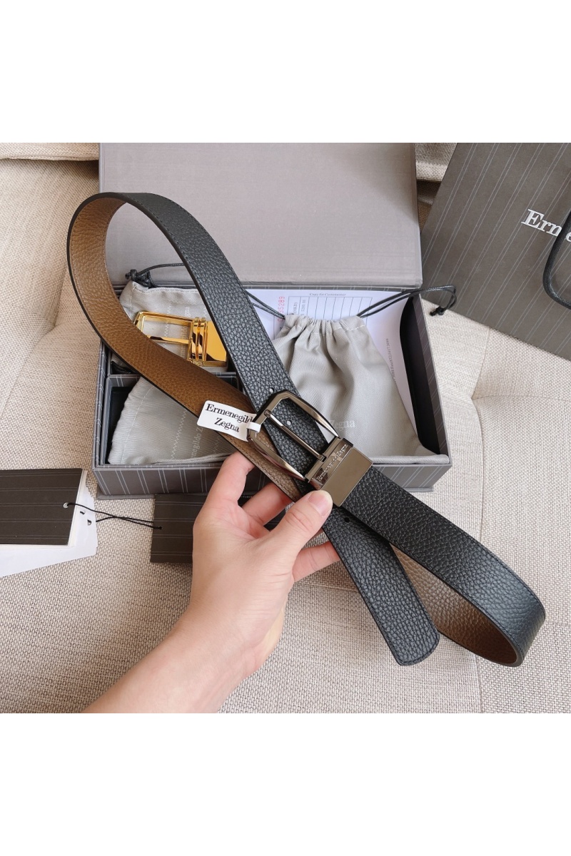 Zegna Двусторонний кожаный ремень Premium (длина 110 см, ширина 3.5 см)