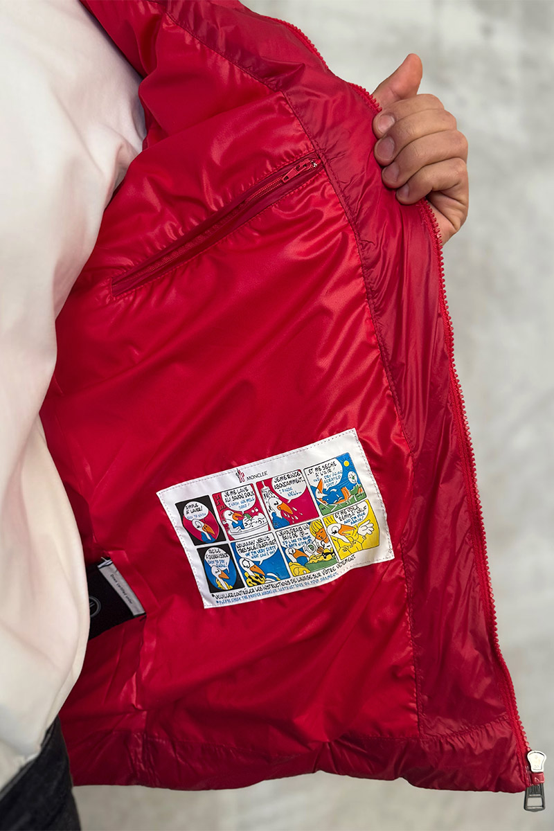 Moncler Мужской красный жилет logo-patch