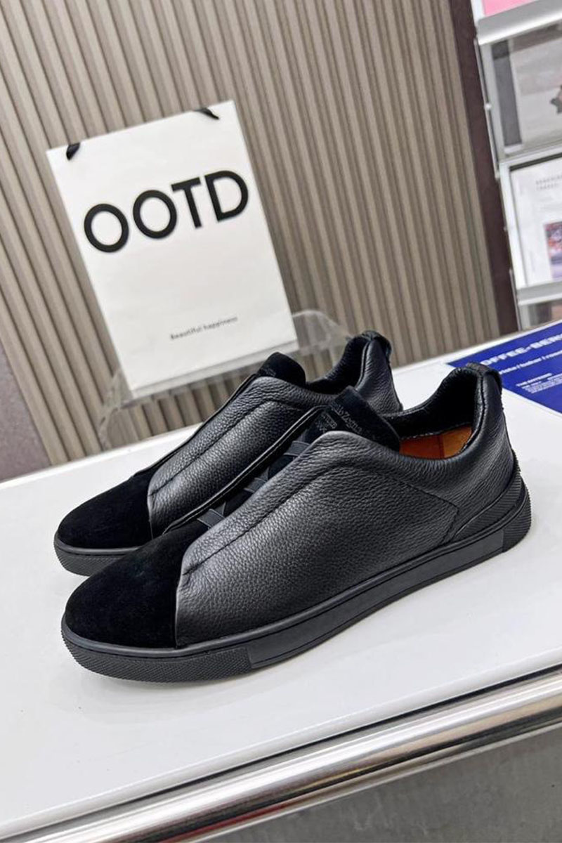 Zegna Чёрные комбинированные кроссовки