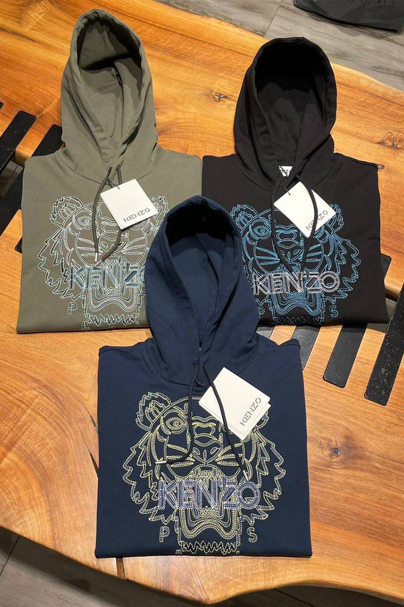 Kenzo Чёрное худи Tiger Head embroidered