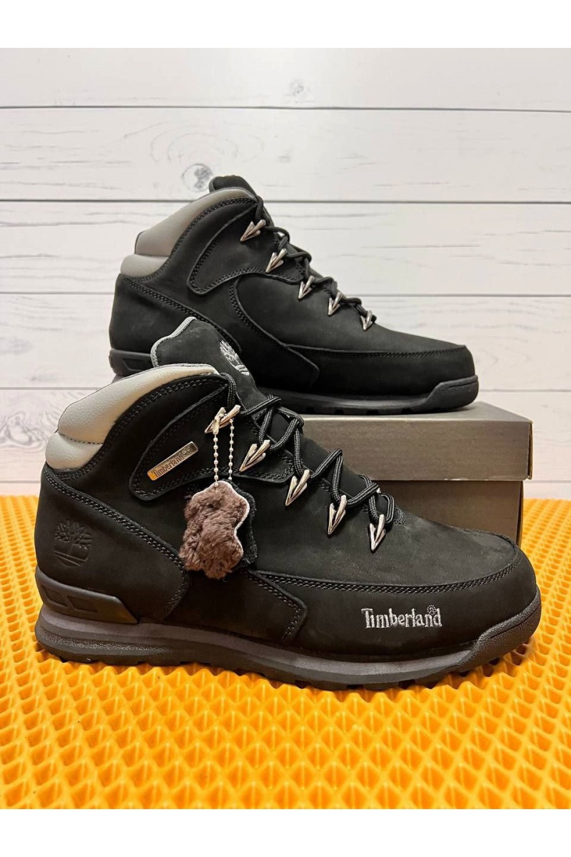 Timbеrlаnd Мужские ботинки с мехом Euro Rock Hiker - Black / Grey