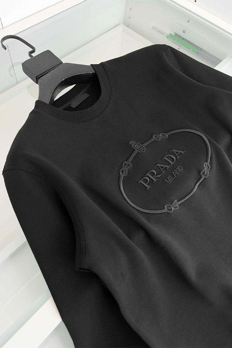 Prada Мужской чёрный свитшот logo-embroidered