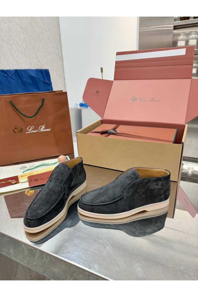 Loro Piana Женские замшевые лоферы premium - Grey