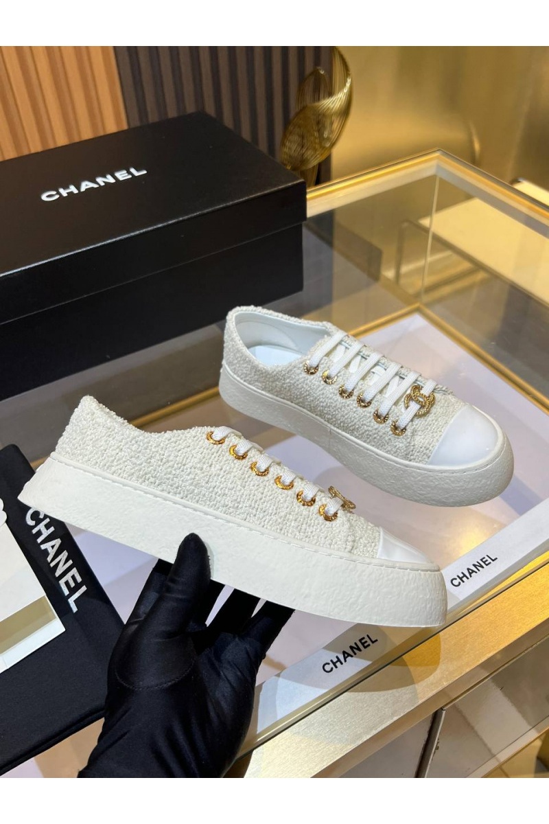 Chаnеl Женские комбинированные кроссовки Premium - White