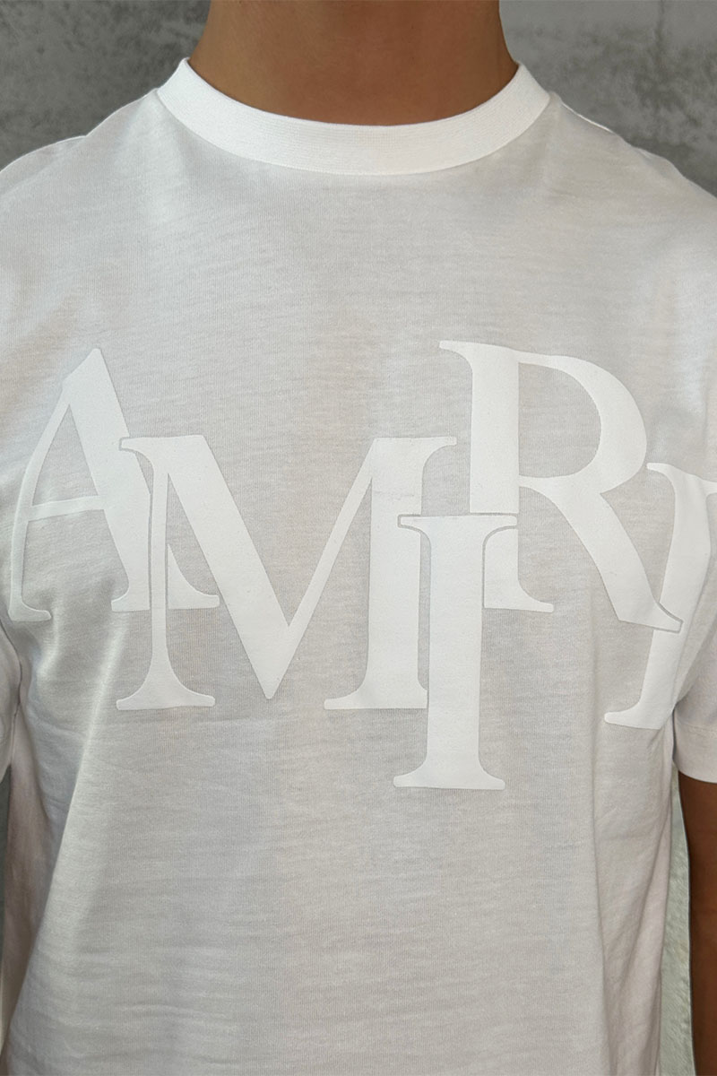 Amiri Футболка белого цвета staggered logo 