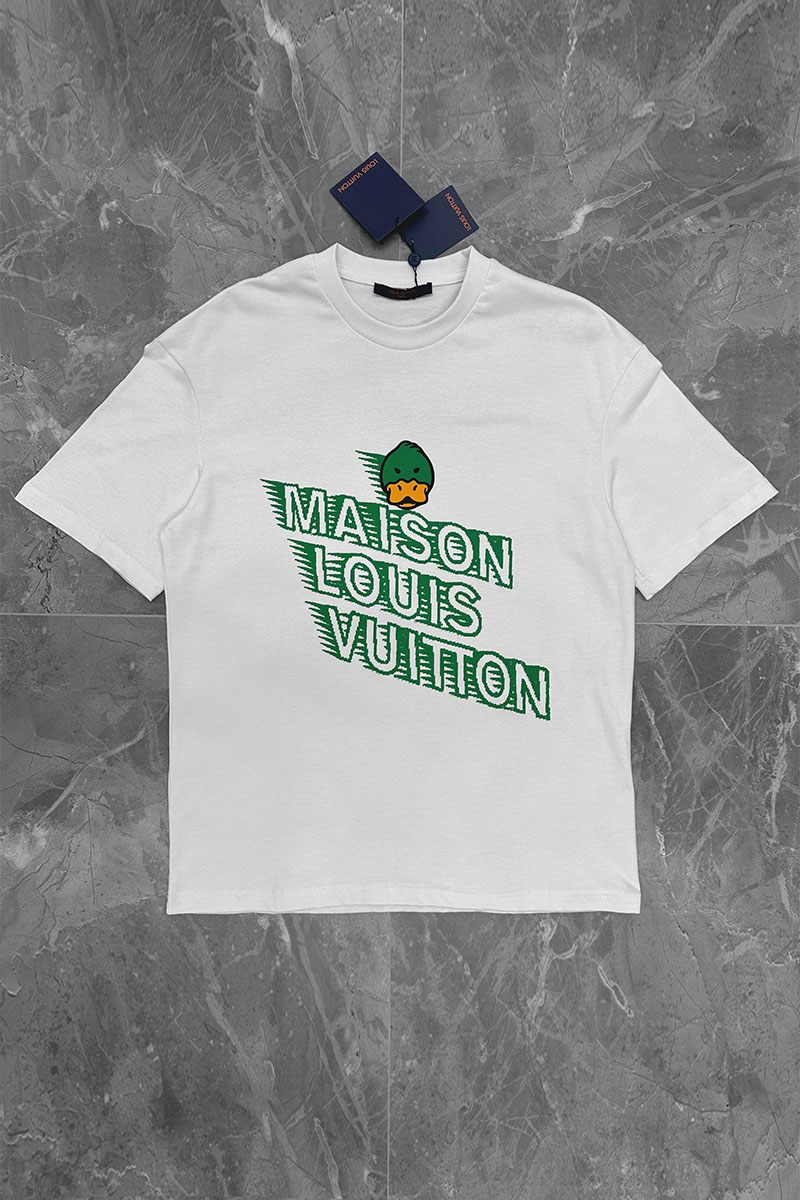 Lоuis Vuittоn Белая оверсайз футболка Maison Duck logo