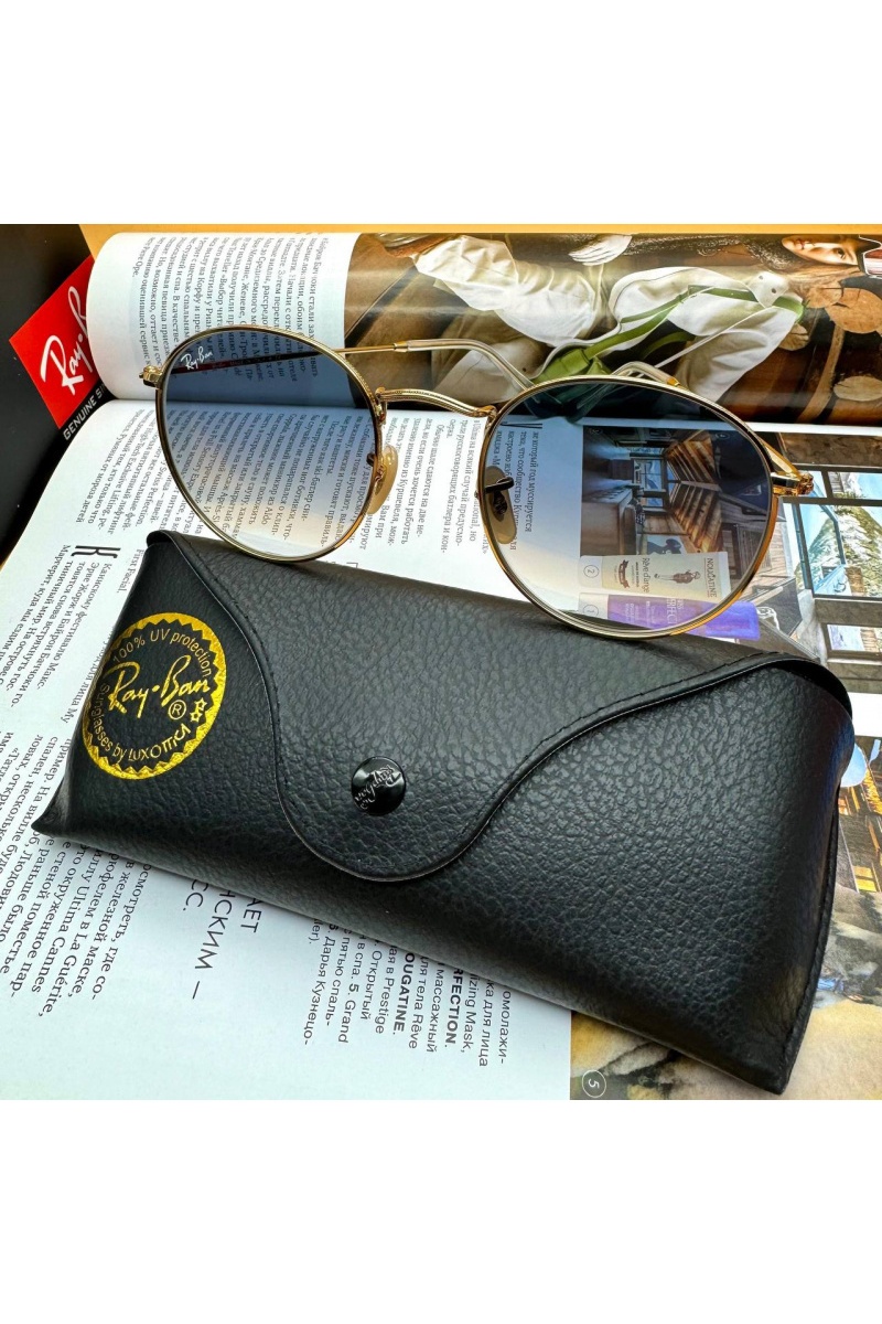 Ray-Ban Солнцезащитные очки Round Metal - Blue / Gold