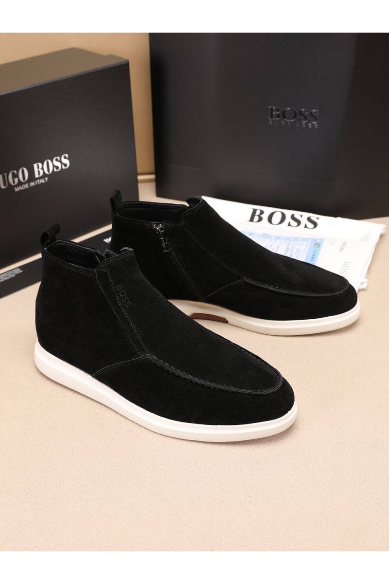 Hugо Воss Замшевые лоферы с мехом high-top - Black