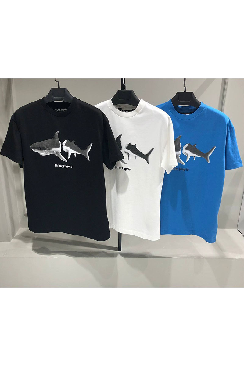 Palm Angels Синяя оверсайз футболка Shark