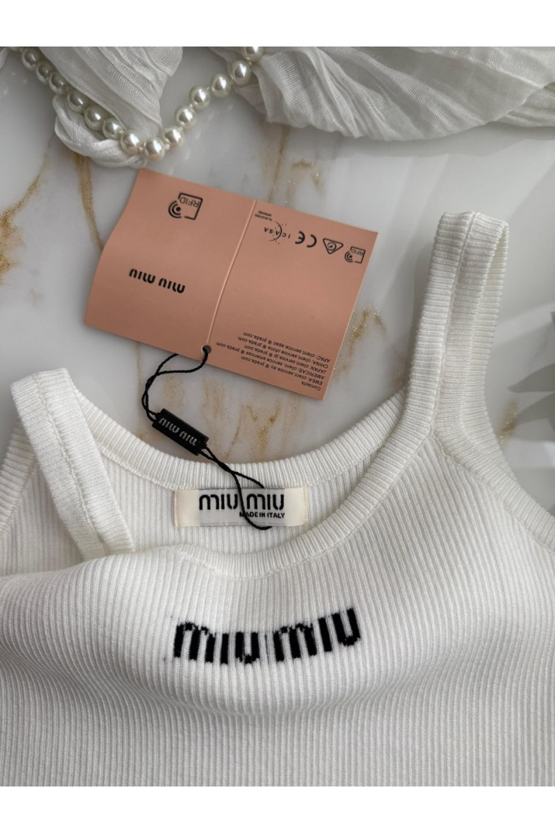 MIU MIU Белый женский топ 