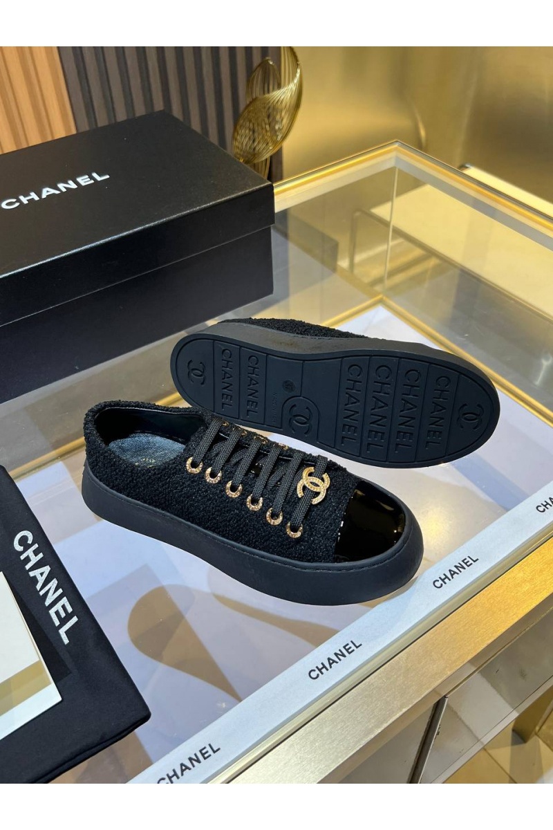 Chаnеl Женские комбинированные кроссовки Premium - Black