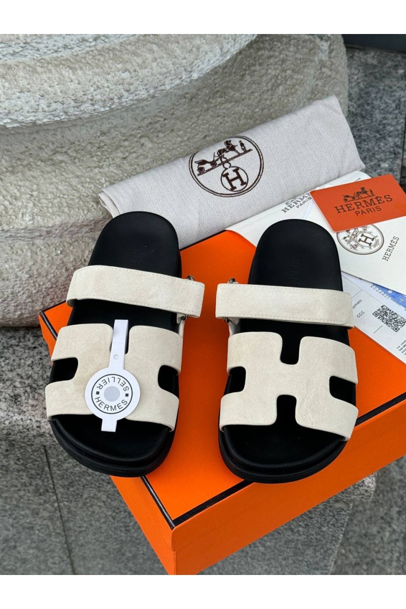 Hermes Женские замшевые сандалии Chypre - Beige
