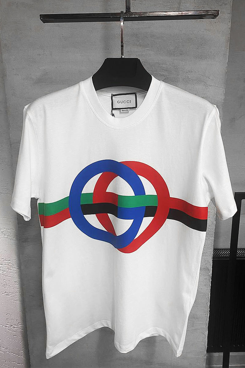 Gucci Мужская футболка белого цвета GG print