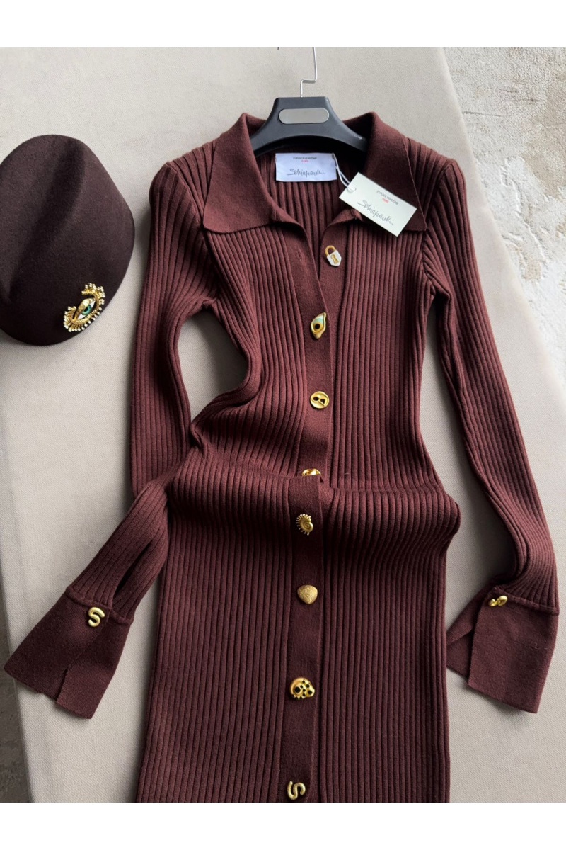 Schiaparelli Женское трикотажное платье шоколадного цвета