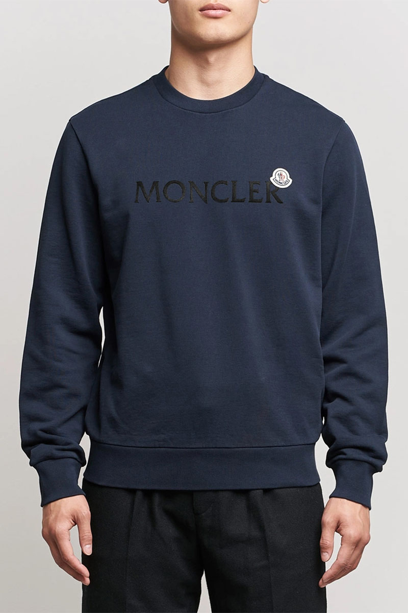 Moncler Мужской тёмно-синий свитшот logo-patch