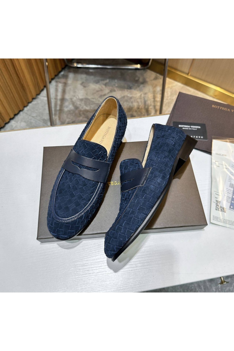 Bottega Veneta Мужские замшевые лоферы Intrecciato - Navy