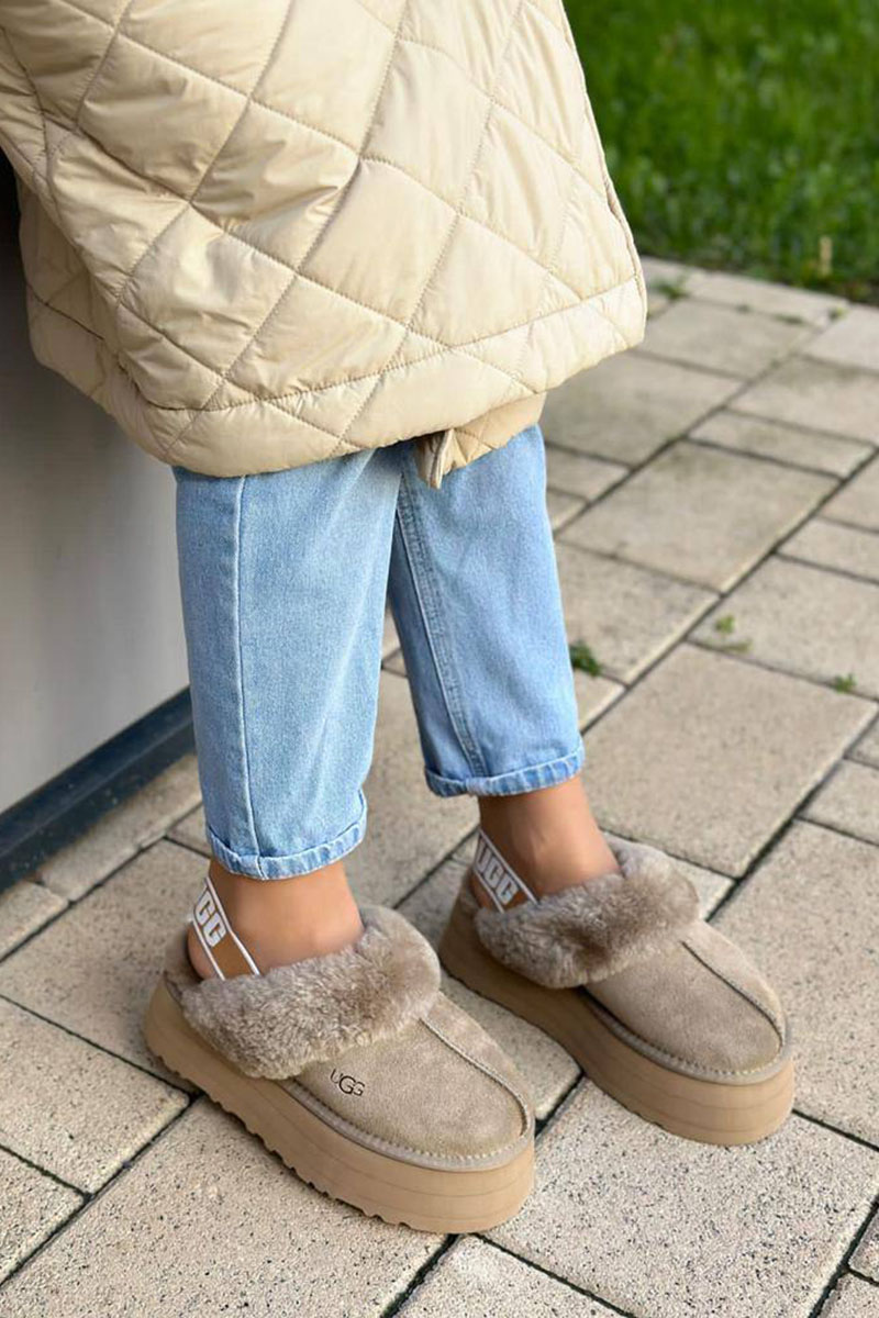 UGG Замшевые женские слиперы с мехом Funkette Platform