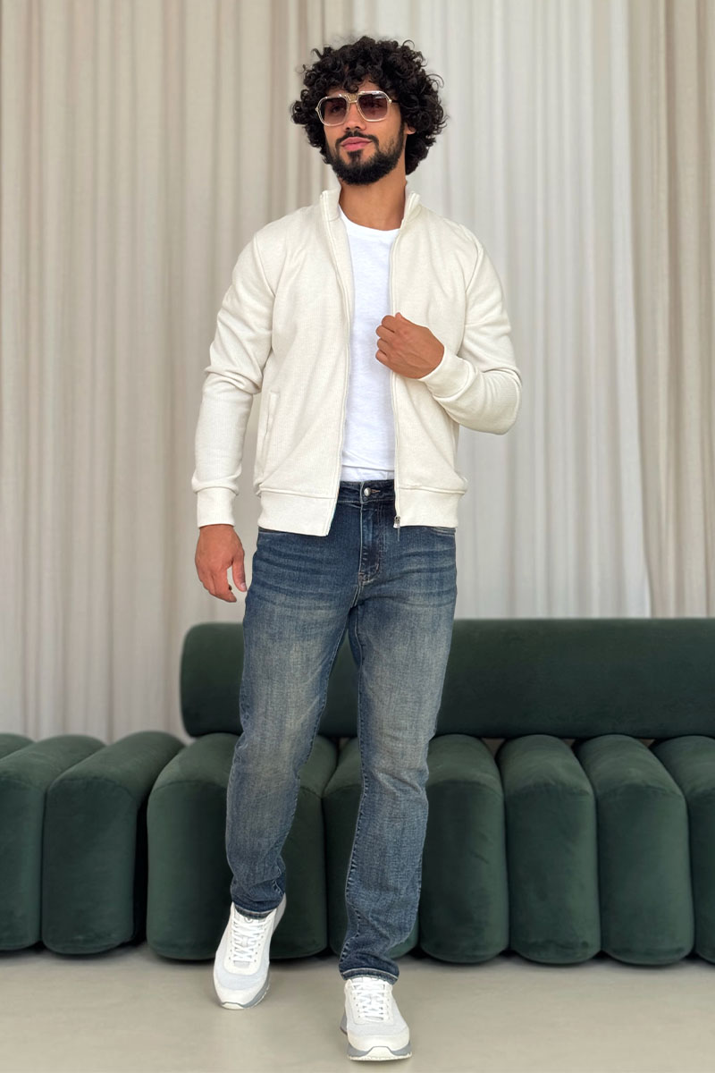 Loro Piana Мужская белая кофта на молнии 