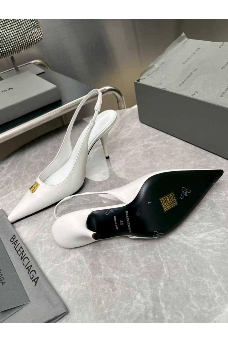 Balenciaga Женские кожаные туфли на каблуке premium