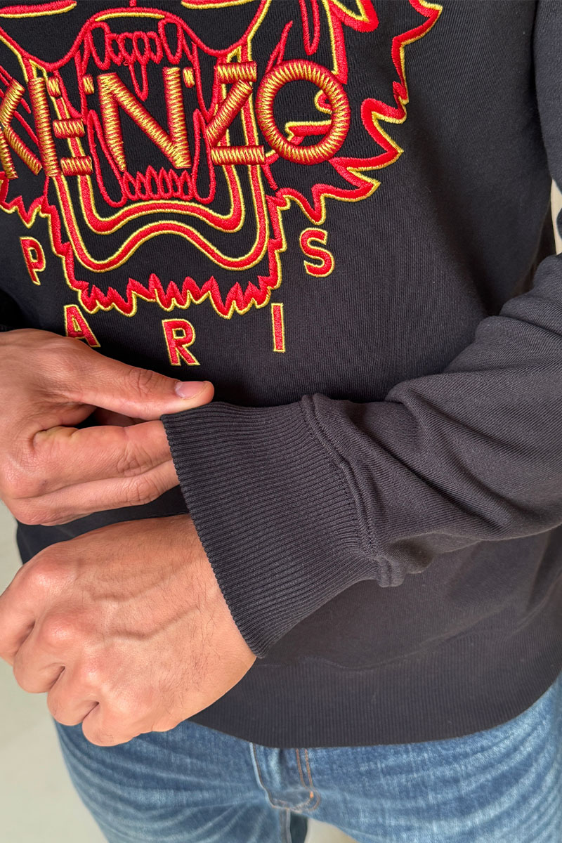Kenzo Чёрный мужской свитшот Tiger Head embroidered