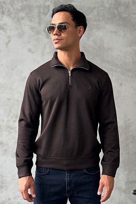 Утеплённая кофта zip-neck - Brown 