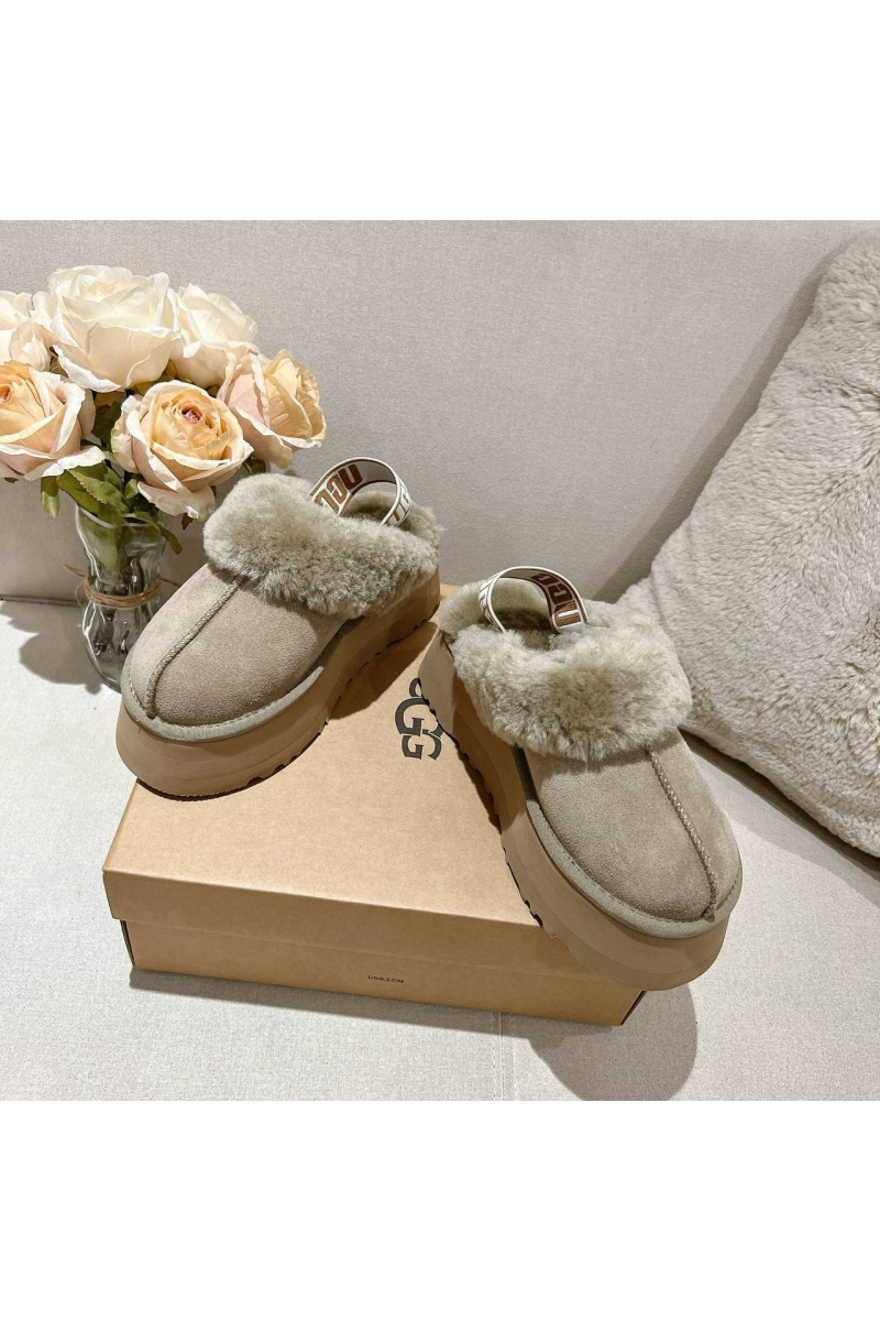 UGG Замшевые женские слиперы с мехом Funkette Platform