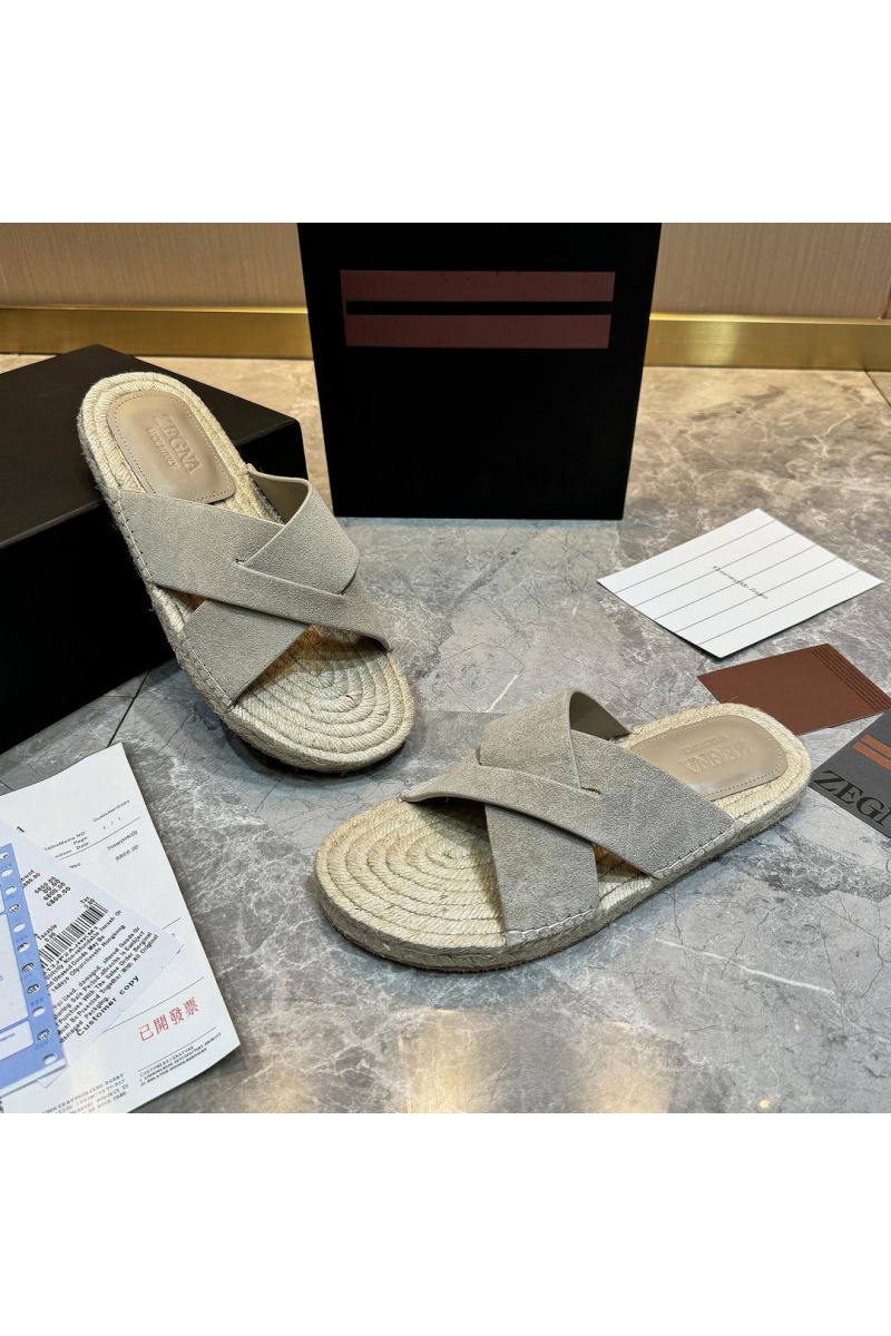 Zegna Мужские шлёпанцы suede - Grey