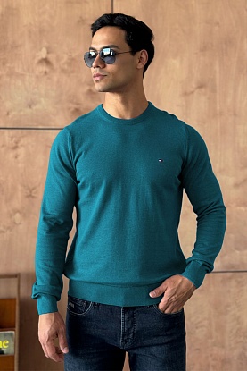 Мужская кофта бирюзового цвета logo-embroidered