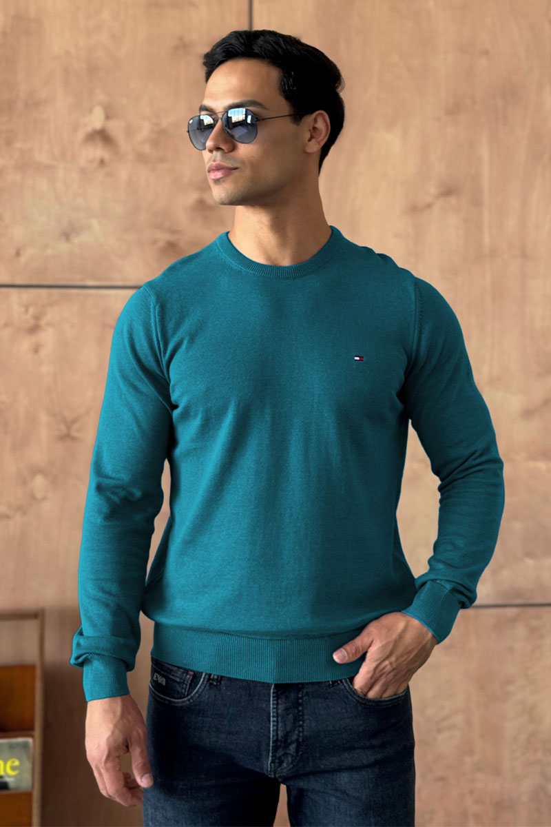 Tommy Hilfiger Мужская кофта бирюзового цвета logo-embroidered