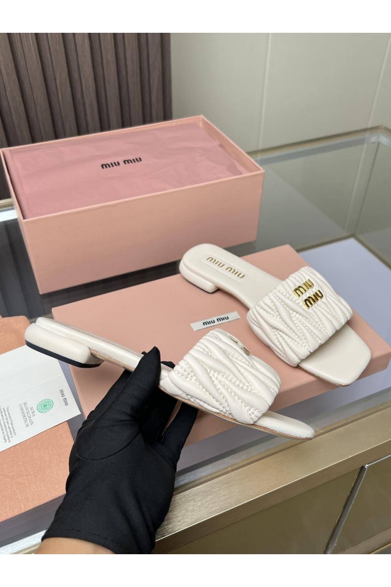 MIU MIU Женские шлёпанцы Premium - White