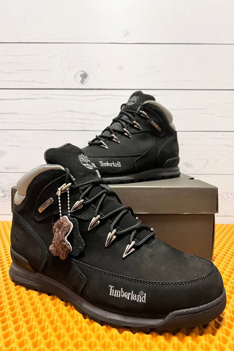 Timbеrlаnd Мужские ботинки с мехом Euro Rock Hiker - Black / Grey
