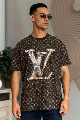 Коричневая оверсайз футболка Monogram All-over