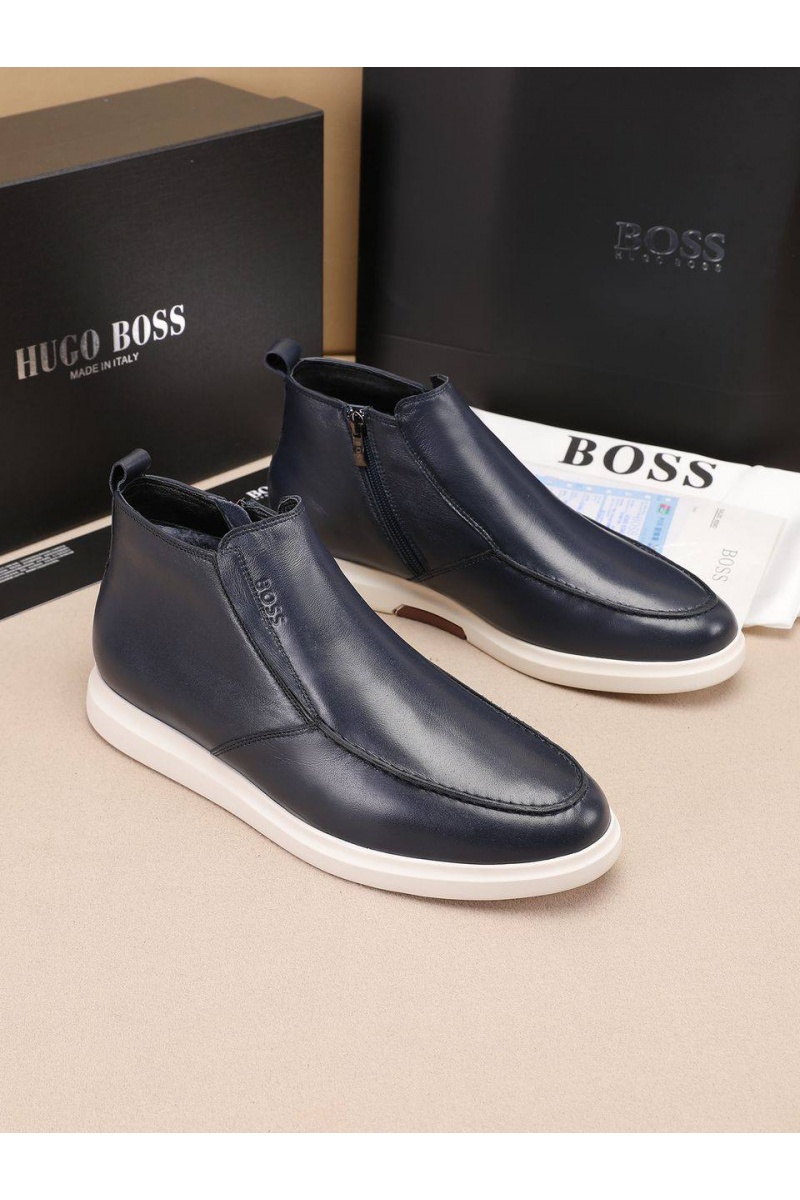 Hugо Воss Кожаные лоферы с мехом  high-top - Navy
