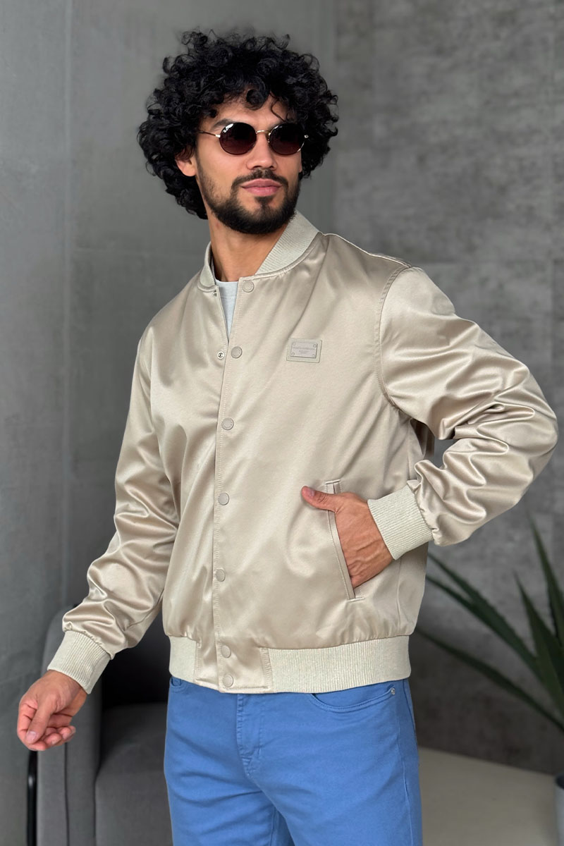 Dоlсе & Gаbbаnа Мужской бежевый бомбер logo-plaque 