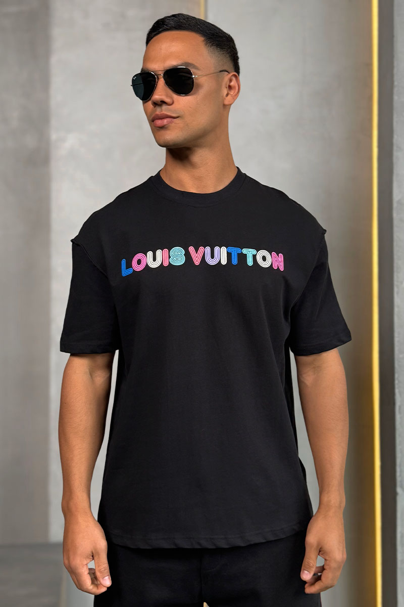 Lоuis Vuittоn Брендовая оверсайз футболка чёрного цвета