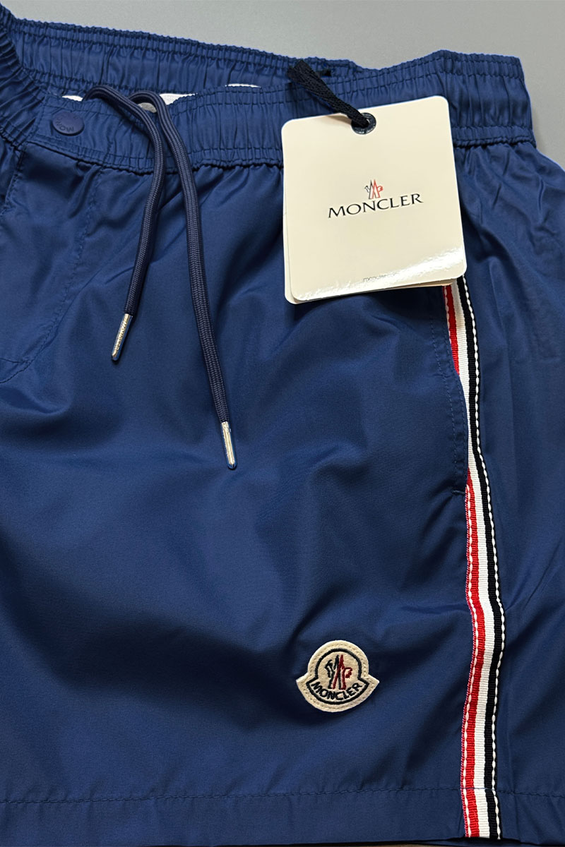 Moncler Мужские тёмно-синие шорты logo-patch