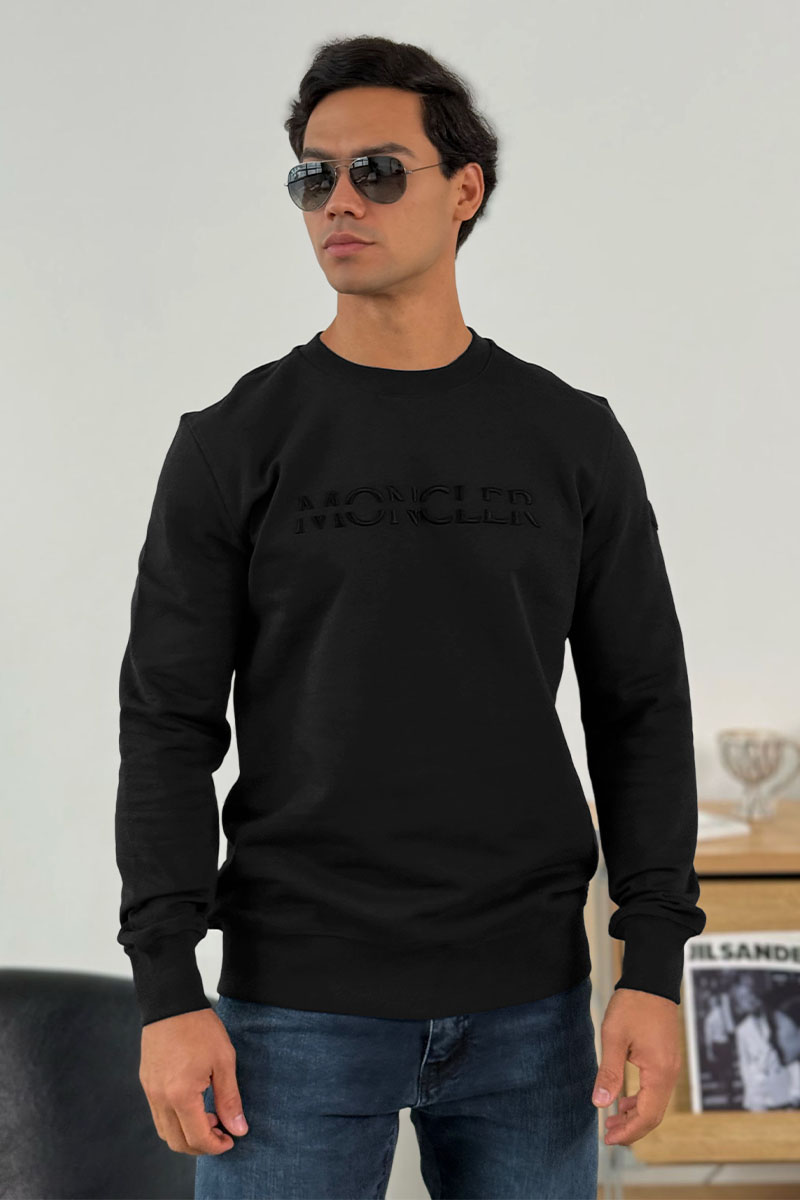 Moncler Чёрный оверсайз свитшот logo-embroidered