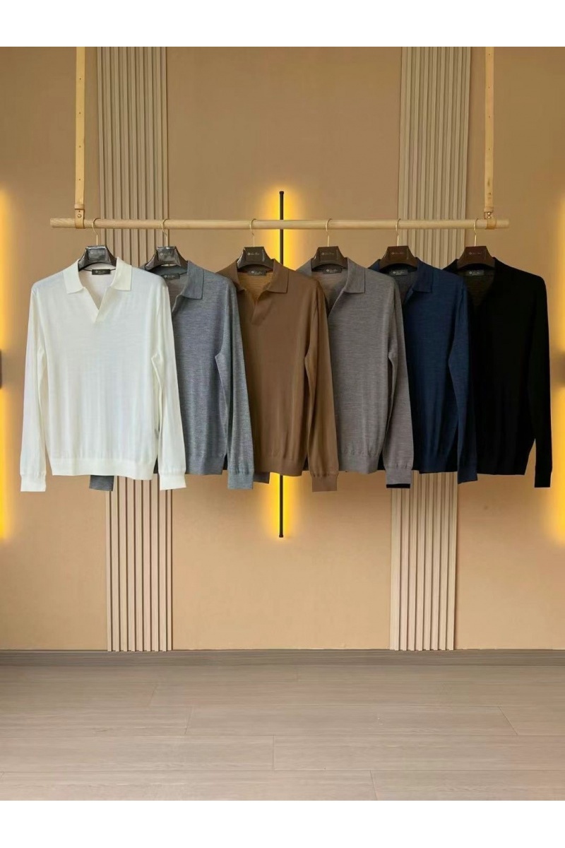 Loro Piana Поло с длинным рукавом Premium - Flower Hide Blue