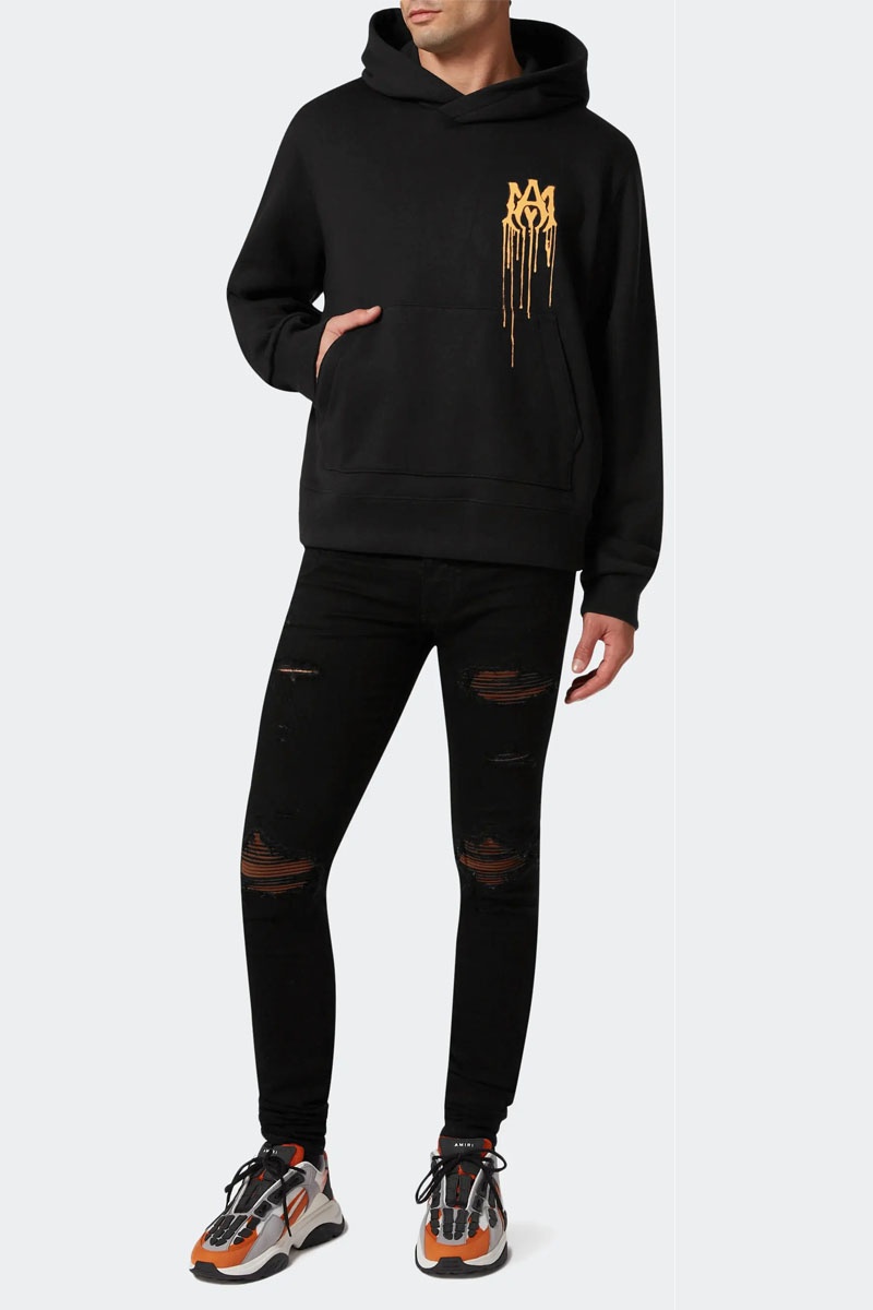 Amiri Мужское худи чёрного цвета logo-print