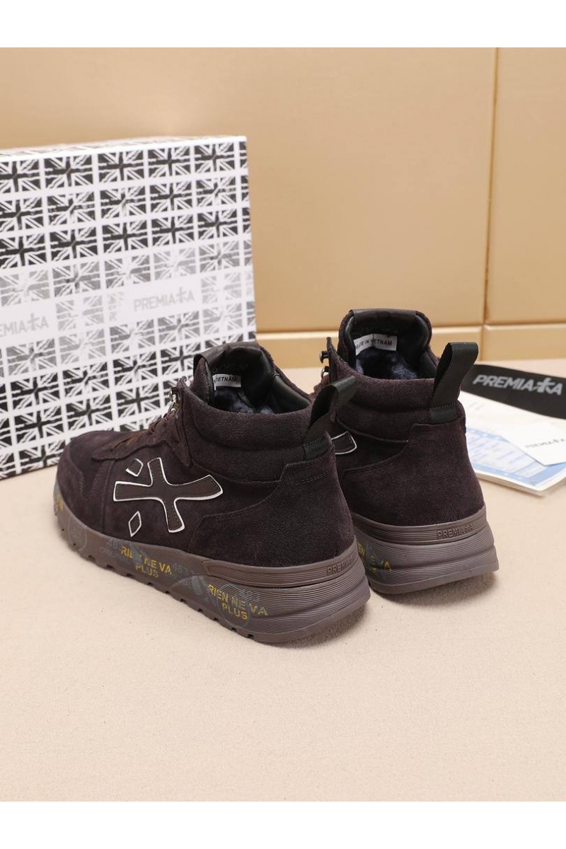 Premiata Замшевые кроссовки с мехом high-top - Brown