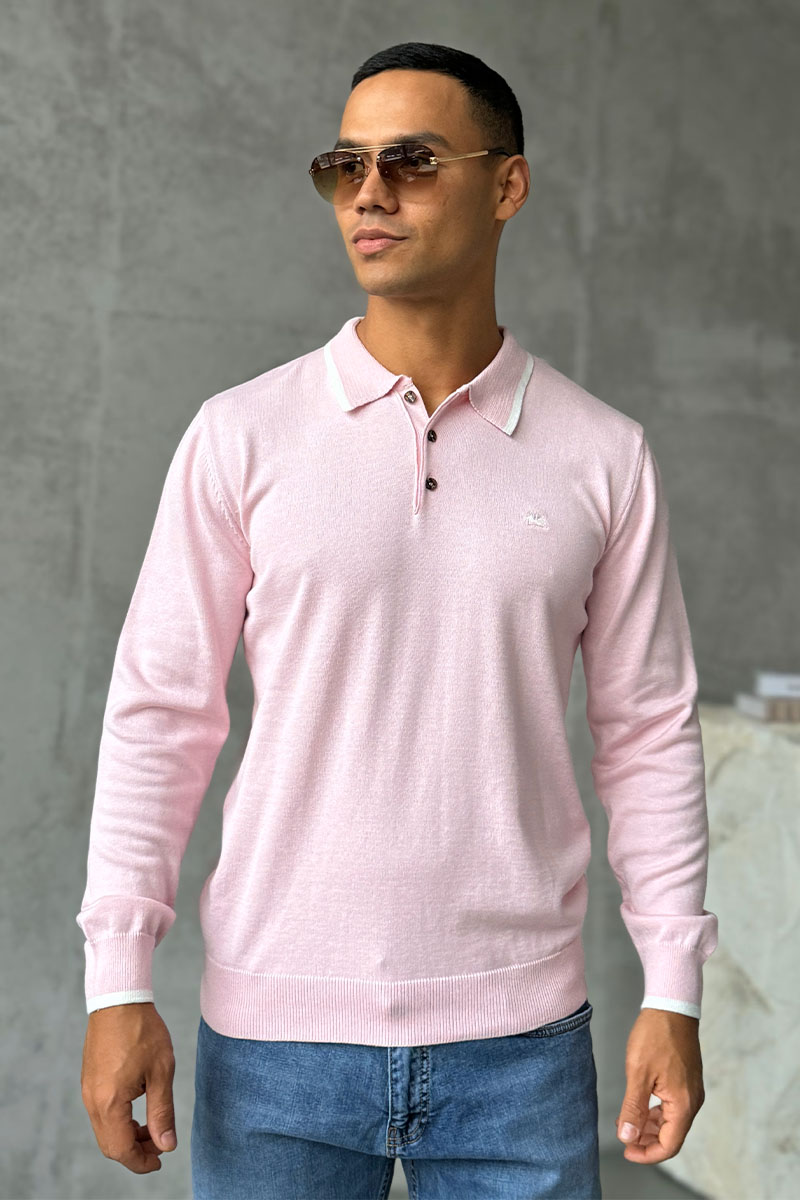 Etro Поло с длинным рукавом Pegaso logo - Pink 