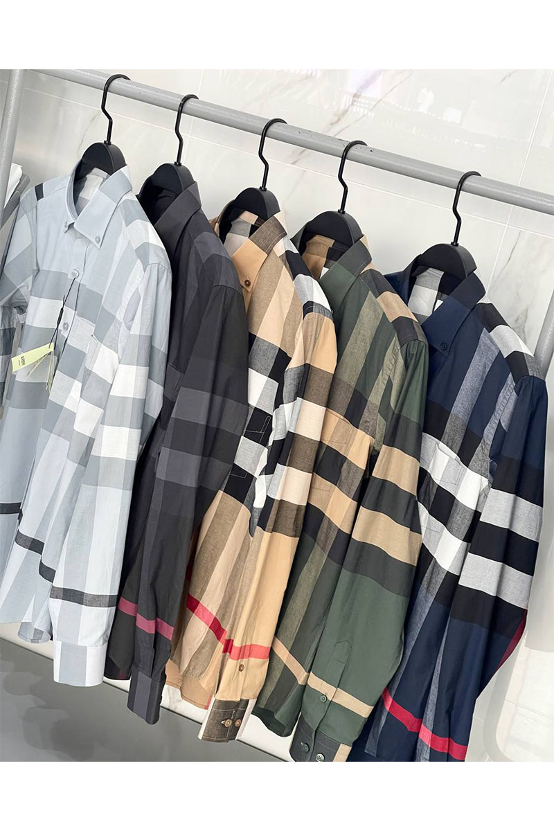 Burberry Мужская зелёная рубашка Check 