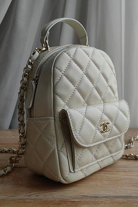 Женский кожаный рюкзак 13x16 см - White
