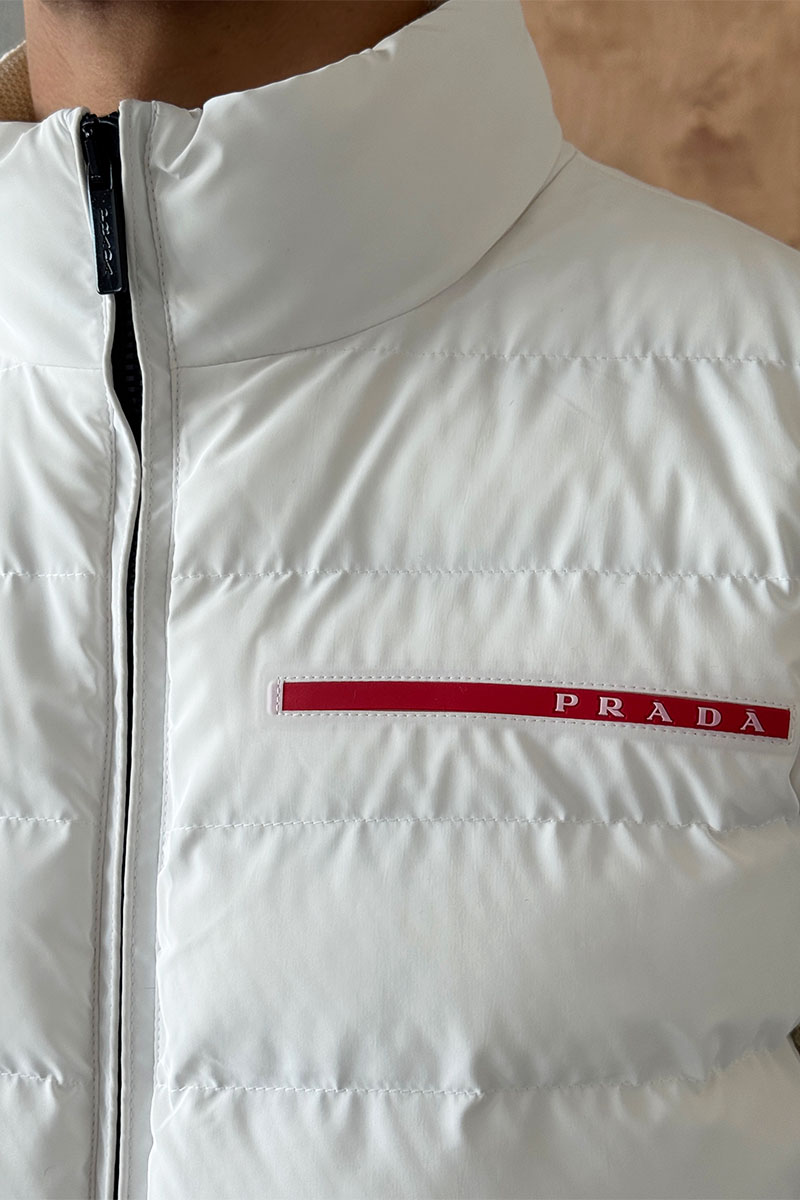 Prada Куртка с вязаными рукавами Linea Rossa - White