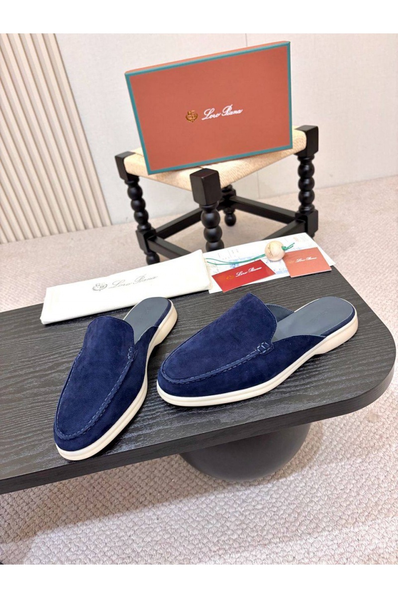 Loro Piana Мужские замшевые шлёпанцы Loro Piana