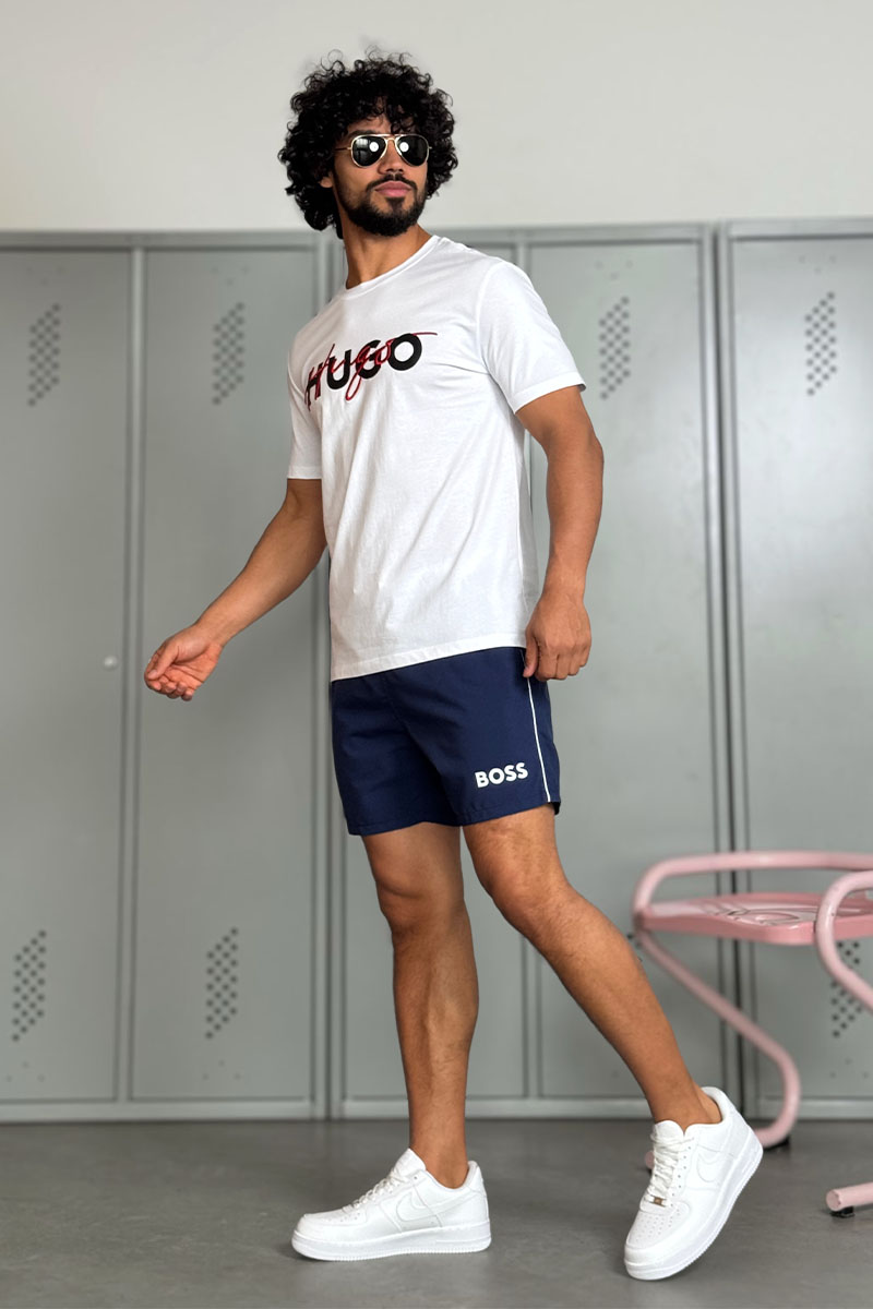 Hugо Воss Футболка белого цвета Dakaishi double logo