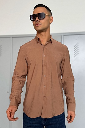 Мужская рубашка H embroidered - Brown 