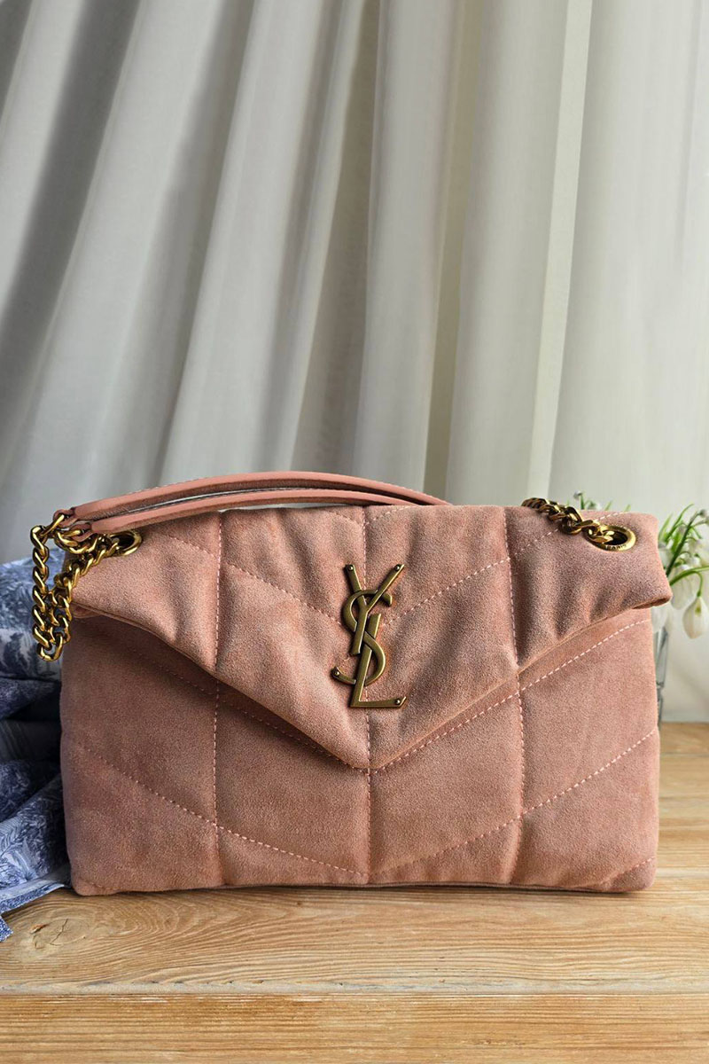 Yves Saint Laurent Замшевая сумка Lou Puffer 30x19 см