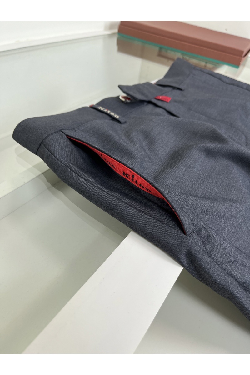 Kiton Мужские серые брюки premium