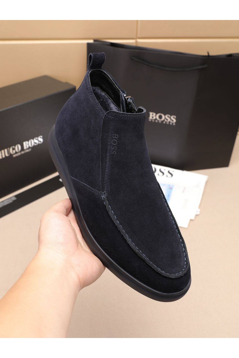 Hugо Воss Замшевые лоферы с мехом high-top - Navy